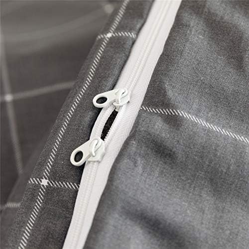 JELLYMONI 3pcs Plaid Duvet Cover Set Black with White Grid Pattern