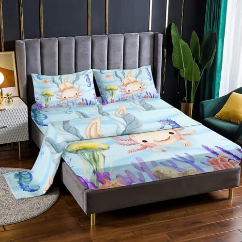 Kawaii Axolotl Ocean Animal Sheet Set 4Pcs