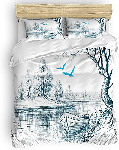 Debedcor Cal King Duvet Cover Set with Zipper and Ties