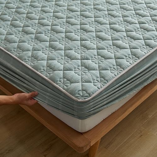 FCLDESHOP Fitted Mattress Pad 180x200cm Pure Cotton Quilted Protector