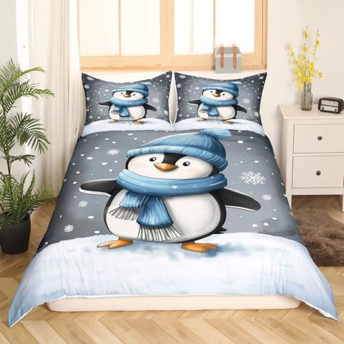 Manfei Cartoon Penguin Duvet Cover Set Twin