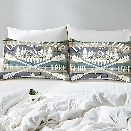 Feelyou Rustic Lake Duvet Cover Set Queen Size