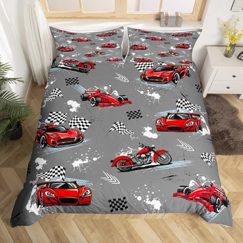 Castle Fairy Red Race Car Duvet Cover Set Toddler Size