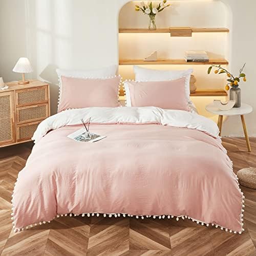 Bedbay Boho Queen Duvet Cover Set with Pom Pom Fringe 1