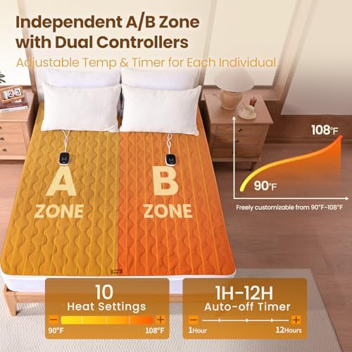 Bearhug Queen Electric Mattress Pad with Dual Control and 10 Heat Levels 1