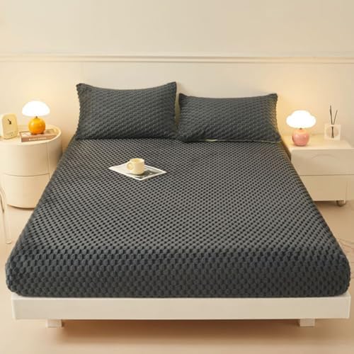 Velvet Mattress Protector Queen Size Warm Non-Slip Breathable Cover