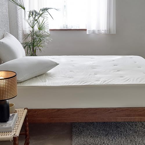 SimpleOpulence Twin Mattress Pad Protector 100 Cotton Quilted Cover Cream Khaki