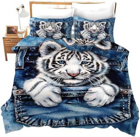 Tiger Duvet Cover Set 3 Piece Full Twin King Queen Size