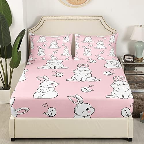 Feelyou Kids Rabbit Bedding Set Twin Size 2Pcs