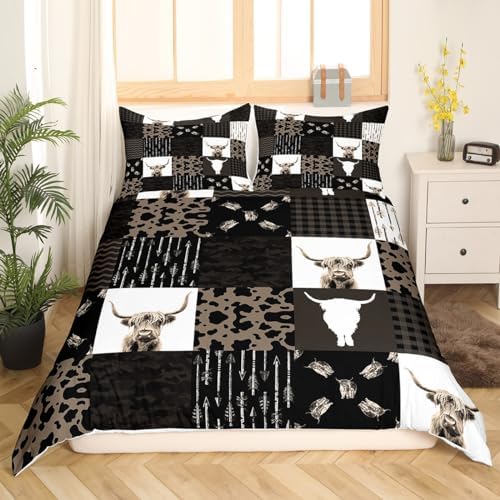 Feelyou Brown Cow Print Duvet Cover Set King Size