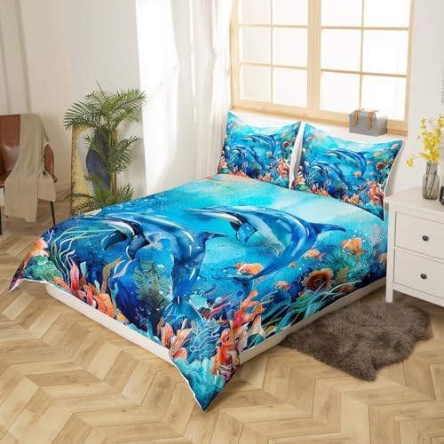 Feelyou Dolphin Bedding Set King Size Duvet Cover