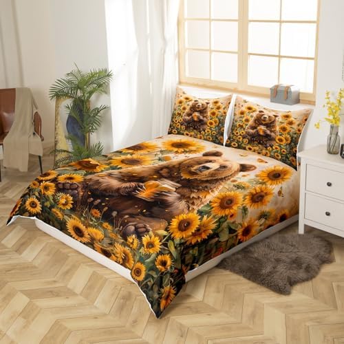 Feelyou King Size Sunflower Duvet Cover Set