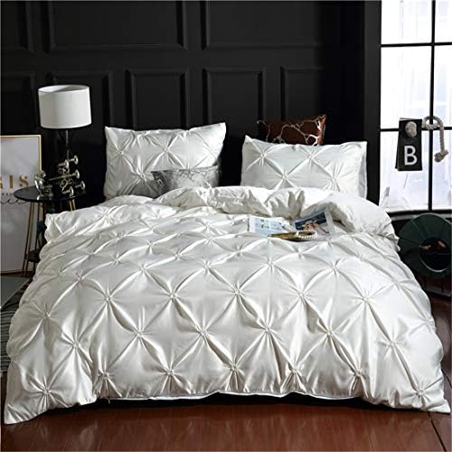Erosebridal White Pinch Pleated Duvet Cover Set Twin Size 1