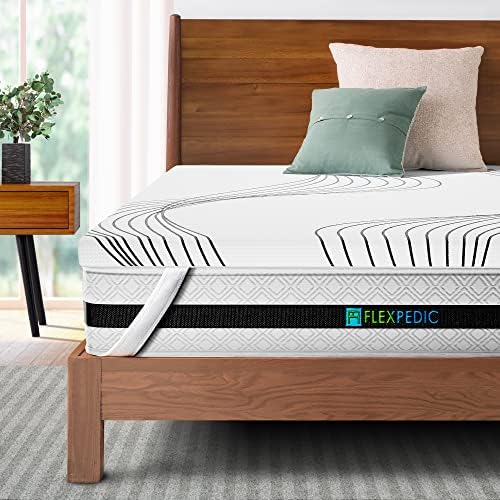 FLEXPEDIC 3 Inch Mattress Topper with Coconut Shell Carbon and 3D Breathable Mesh