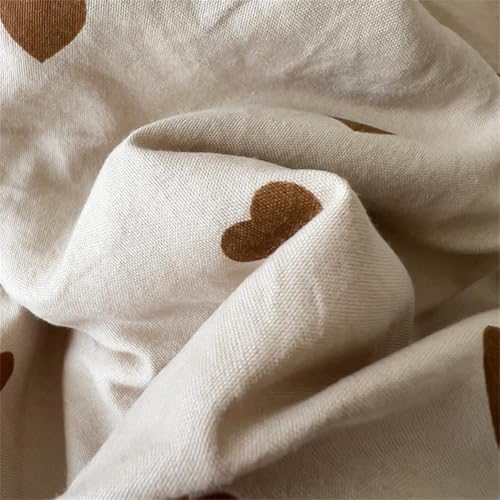Cute Heart Duvet Cover Set 3Pcs Brown Love Pattern