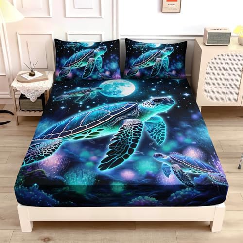 Sea Turtle Fitted Sheet Kids Bedding Queen Size 1