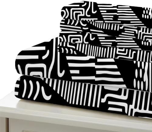 TBAUYI Black and White Doodle Duvet Cover Set California King 1