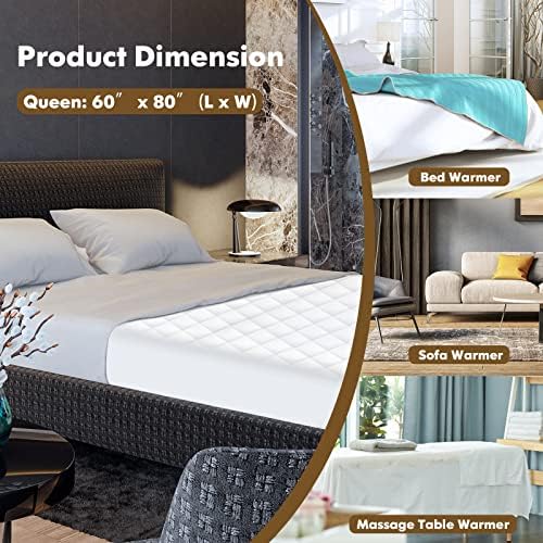 Giantex Queen Heated Mattress Pad 60x80 Quilted Electric Bed Warmer