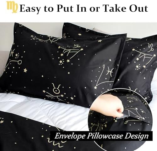 Kids Constellation Duvet Cover Set - Galaxy Zodiac Theme for Bedrooms