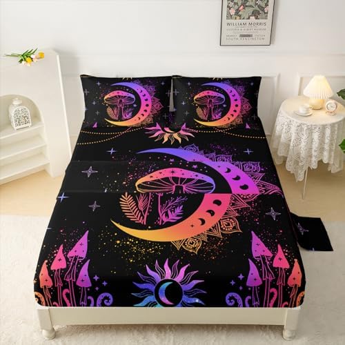 QOOMO Neon Mushroom Kids Bedding Set Queen Size 1