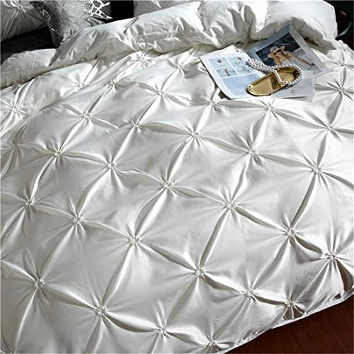 Erosebridal White Pinch Pleated Duvet Cover Set Twin Size 1
