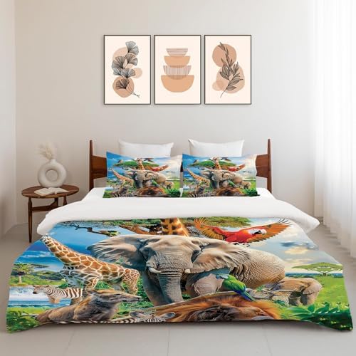 Exroozy Funny Animals Duvet Cover Set 3 Pieces