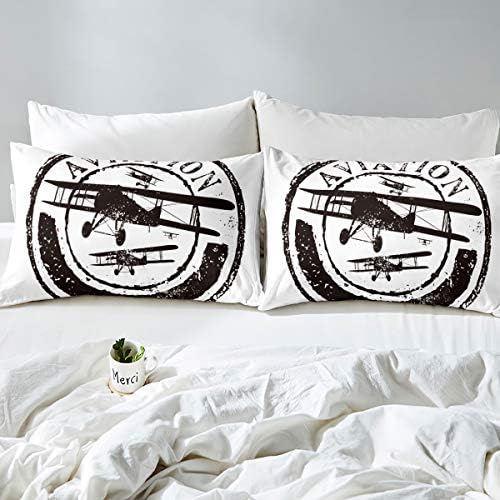 Feelyou Retro Aircraft Duvet Cover Set with Zipper