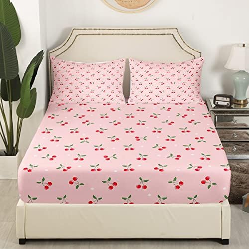 Feelyou Girls Cherry Bed Sheet Set Twin Size