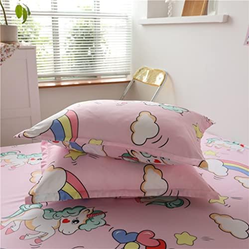Feelyou Girls Unicorn Fitted Sheet Set for Kids Bedroom