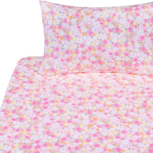 Pink Floral Cartoon 100 Cotton Sheet Set for Kids