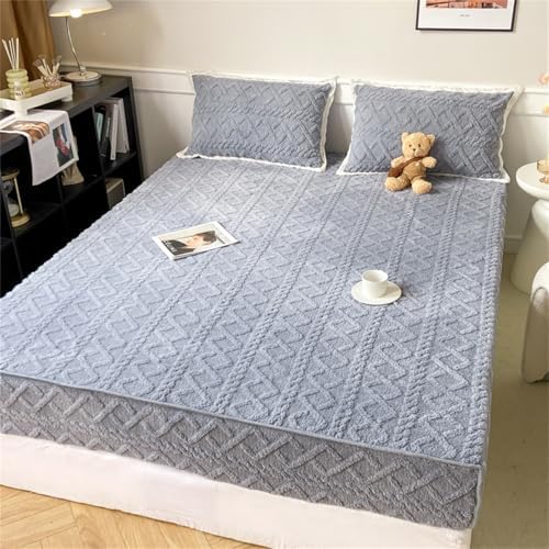 Velvet Flannel Bed Sheet with Deep Pocket Shrinkage Fade Resistant Twin XL Gray
