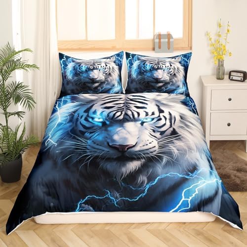 Castle Fairy 3D Tiger Duvet Cover Set Twin Size