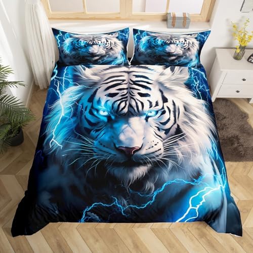 Castle Fairy 3D Tiger Duvet Cover Set Twin Size