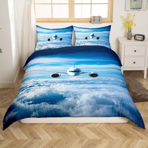 Erosebridal Aircraft Comforter Cover Set for Kids and Teens