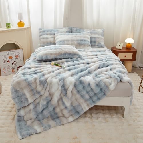 Chovy Kids Girls Blue White Bread Grid Comforter Cover Set