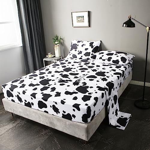 WINLIFE Cartoon Cow Print Twin Sheet Set