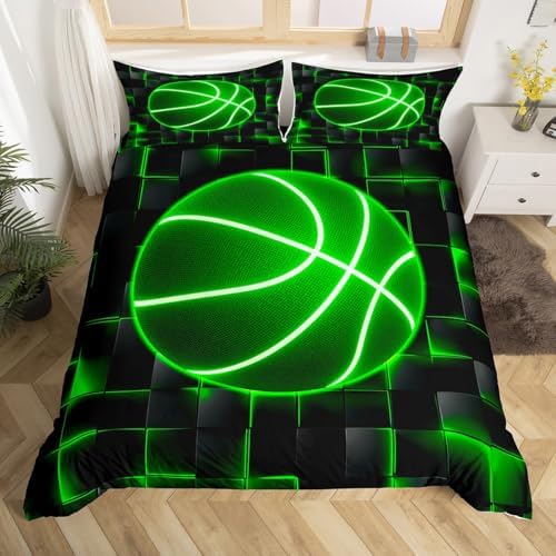 Feelyou King Size Duvet Cover Set Green Black Geometric