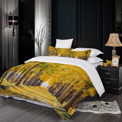 Autumn Landscape California King Duvet Cover Set with Zipper