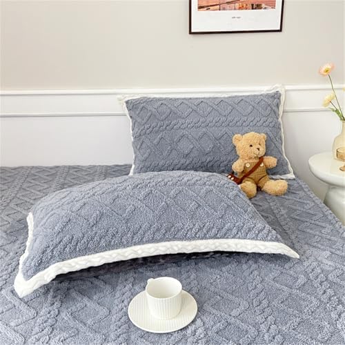 Velvet Flannel Bed Sheet with Deep Pocket Shrinkage Fade Resistant Twin XL Gray