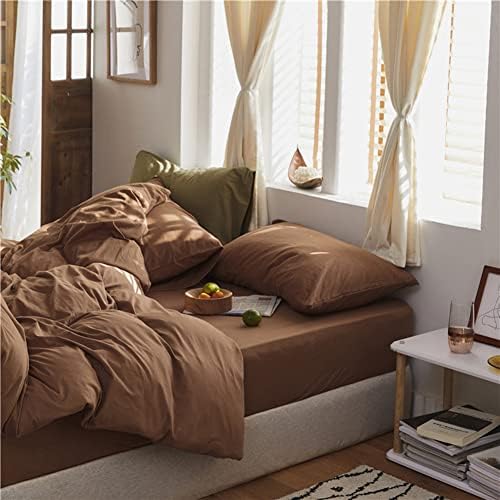 Omelas Brown Duvet Cover Set Twin Size 66x90in