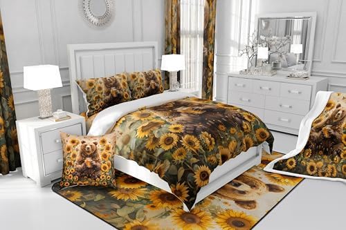 Feelyou King Size Sunflower Duvet Cover Set