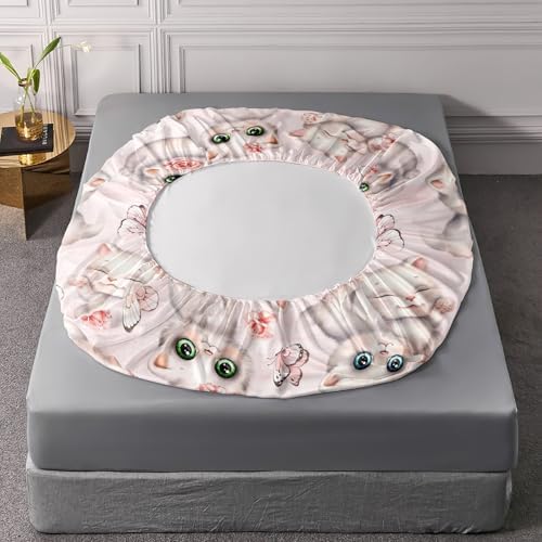 Kids Cartoon Cat Sheet Twin 4Pcs Kawaii Bedding Set