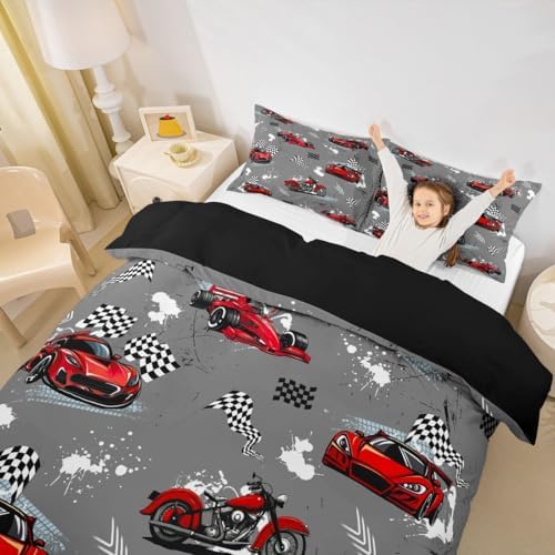 Castle Fairy Red Race Car Duvet Cover Set Toddler Size