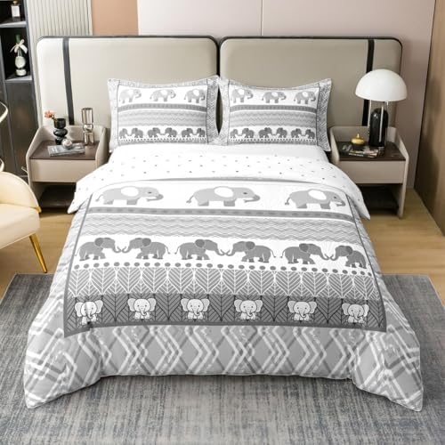 Feelyou Cute Elephant Cotton Duvet Cover Set Twin Size 1