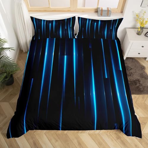 Feelyou Kids Blue Black Striped Duvet Cover Set Twin Size 1