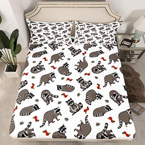 Feelyou Cute Raccoons Twin Sheet Set with Pillowcase