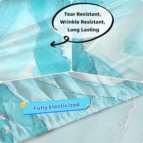EDGZKO Blue Marble Queen Sheet Set 4PC