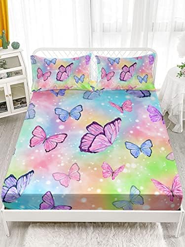 Rainbow Butterfly Sheet Set 4Pcs for Kids