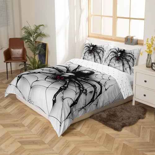 Manfei Black Spider Duvet Cover Set Twin