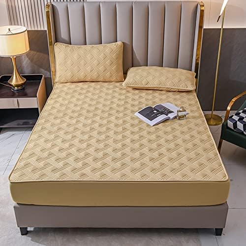 FCLDESHOP Cotton Mattress Pad Khaki 90x200cm30cm